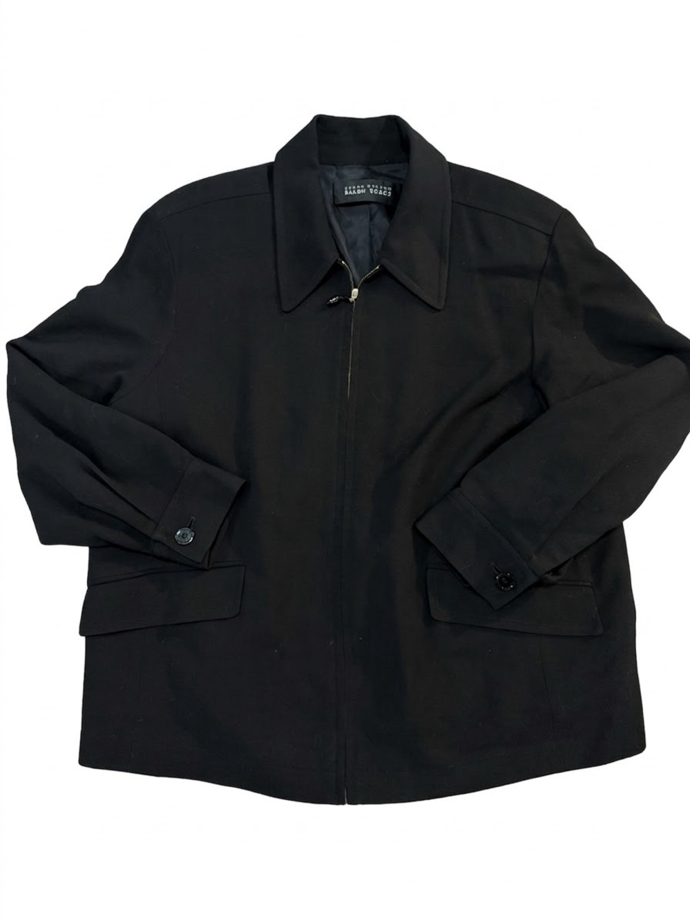 Linda Allard Ellen Tracy Black Wool Blend Zip Jacket Size 20 Vintage